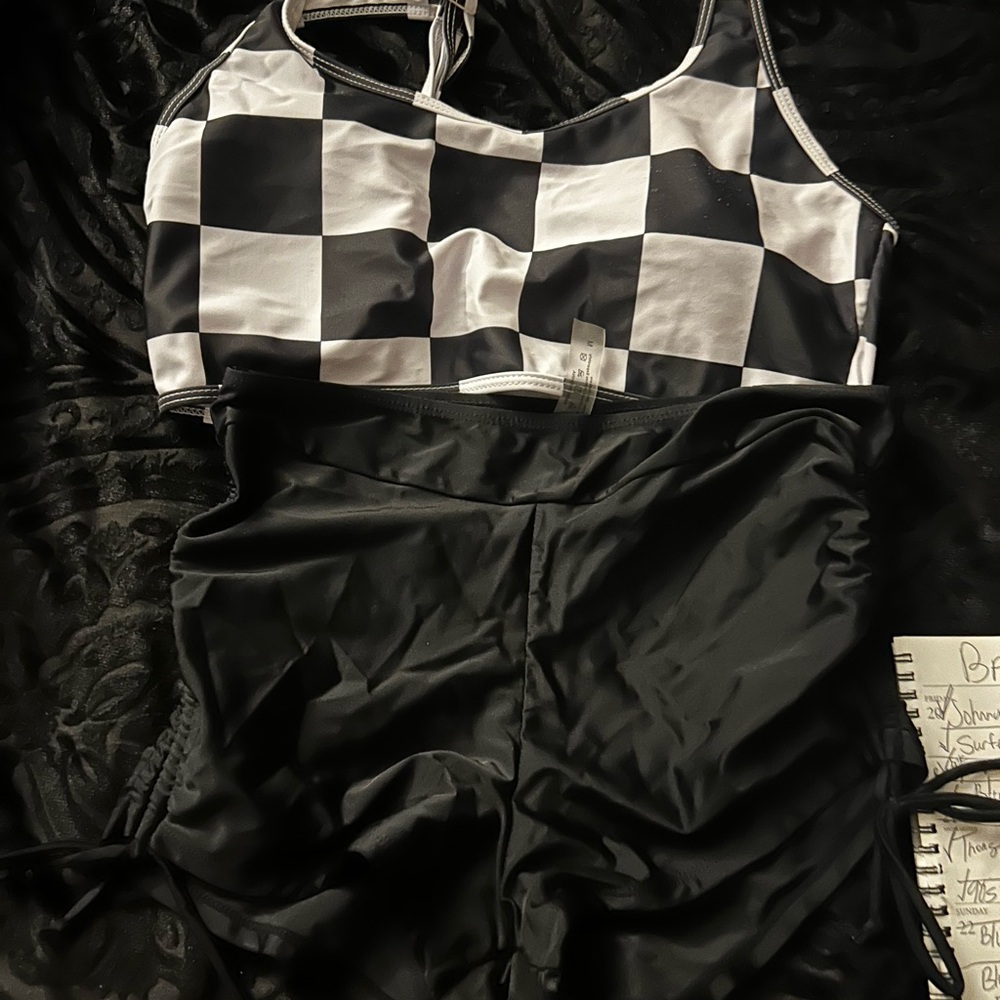 Black and White Checkered Swimsuit